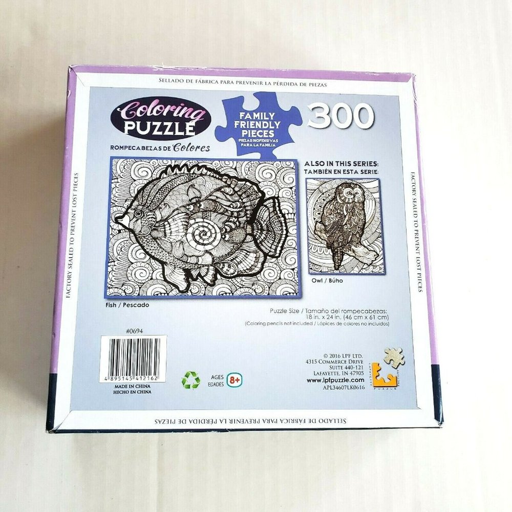 Fish Coloring Puzzle 300 Piece Jigsaw Sealed Lafayette Puzzle Factory 18" x 24" - Picture 7 of 7